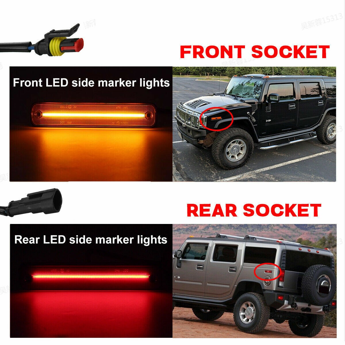Smoke Lens LED Side Marker Light Amber/Red Front/Rear 4X