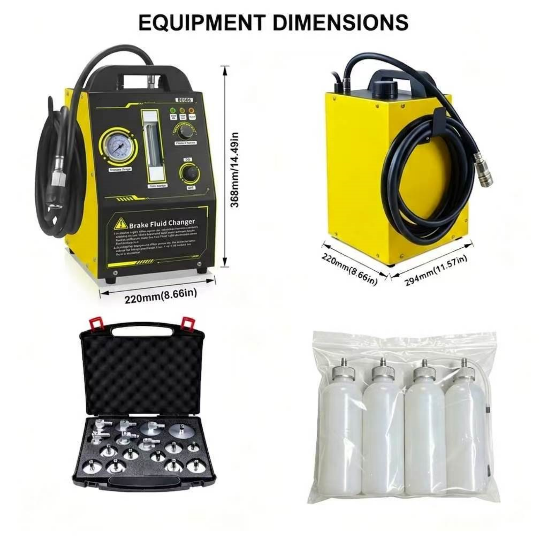 110V Automatic Brake Fluid One-Person Exchange Machine 16 Adapters, Precise Adjustable Pressure, Vacuum Air-Free Filling, Fully Auto Pressure Bleeder