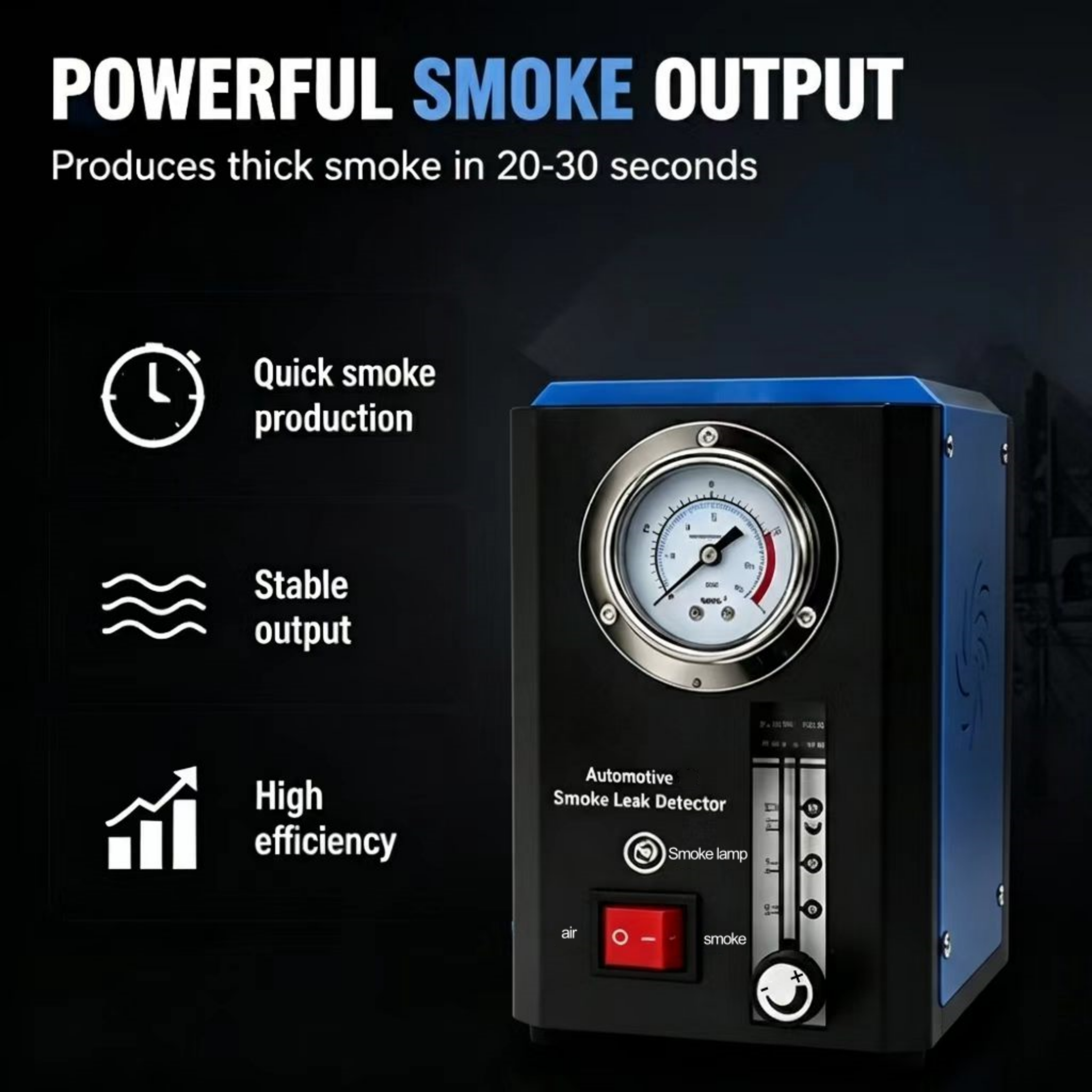 Automotive Smoke Machine Leak Detector,Dual Mode EVAP Vacuum Tester, Dual Mode Leak Detector,Fast Thick Smoke Output,90°C Smart Temp Protection