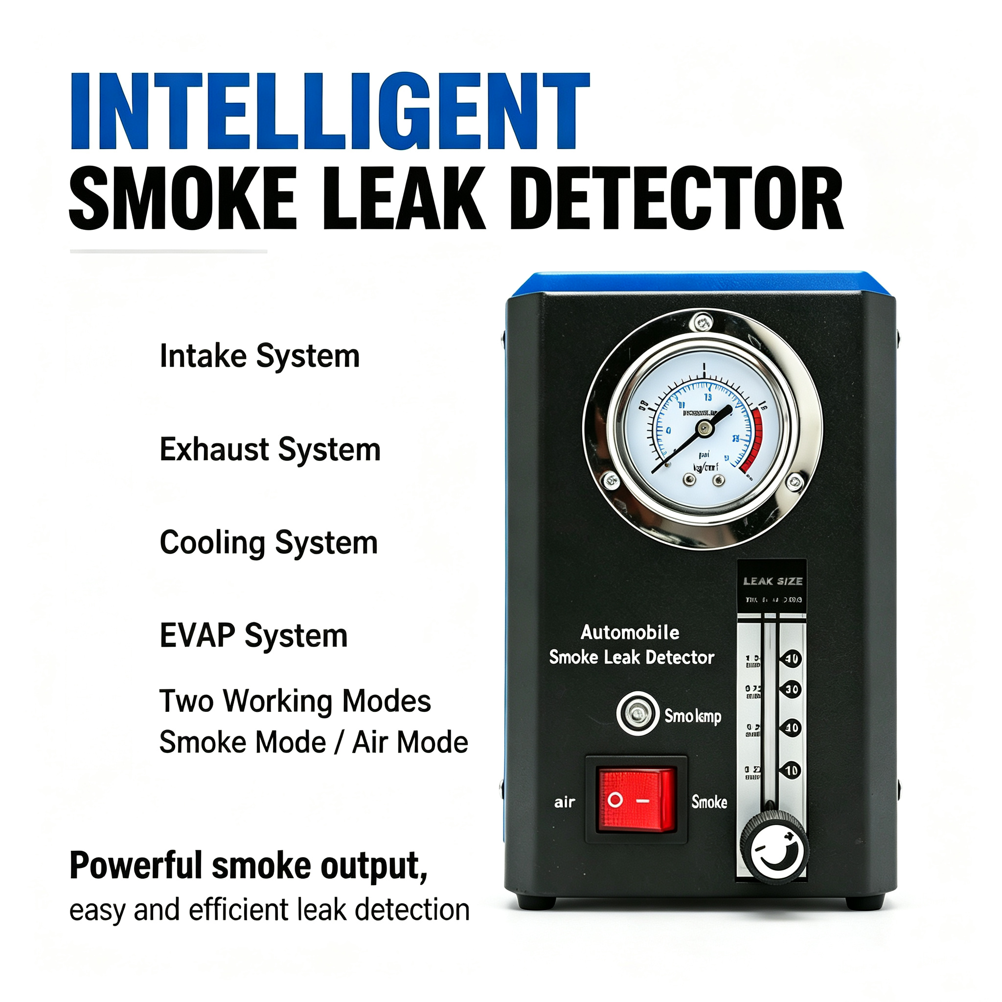 Automotive Smoke Machine Leak Detector,Dual Mode EVAP Vacuum Tester, Dual Mode Leak Detector,Fast Thick Smoke Output,90°C Smart Temp Protection