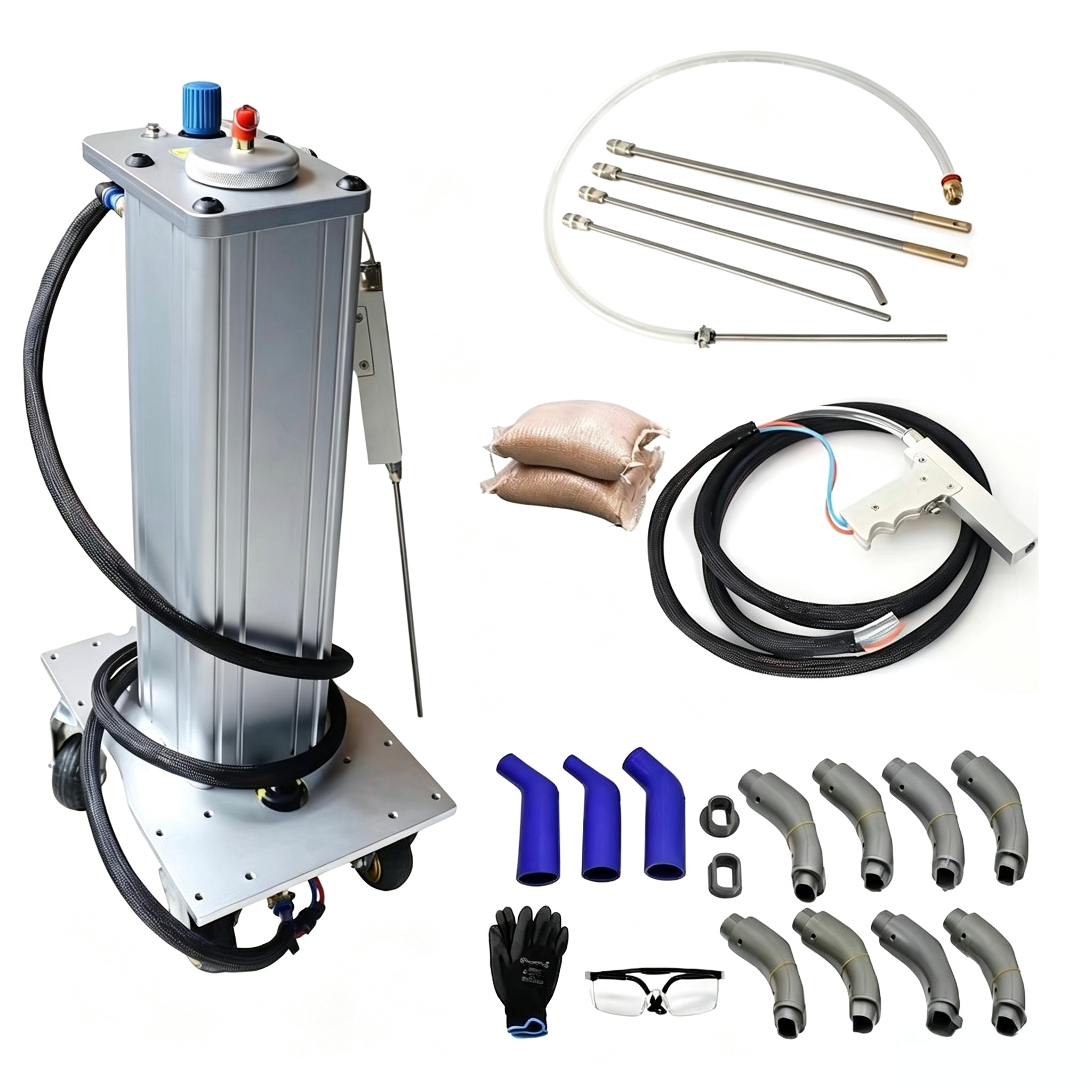 Professional Walnut Blaster, Intake Valve Carbon Deposit Removal Machine, Compact Rolling Base, Full Walnut Blasting Kit, Multi‑car Adapters